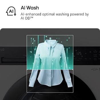 Máquina de lavar roupa LG a detetar camisas, numa lavandaria