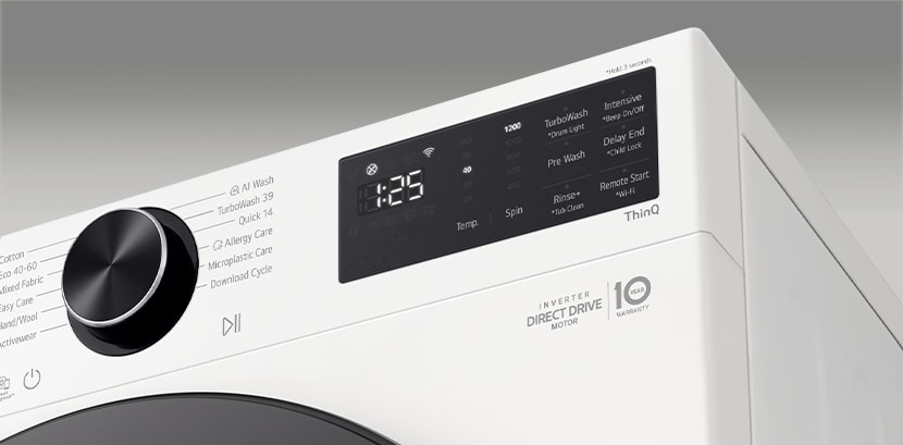 Seletor e painel da máquina de lavar roupa