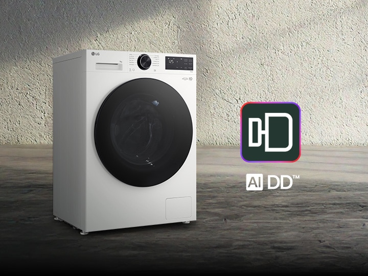 Máquina de lavar LG com emblema LG AI DD