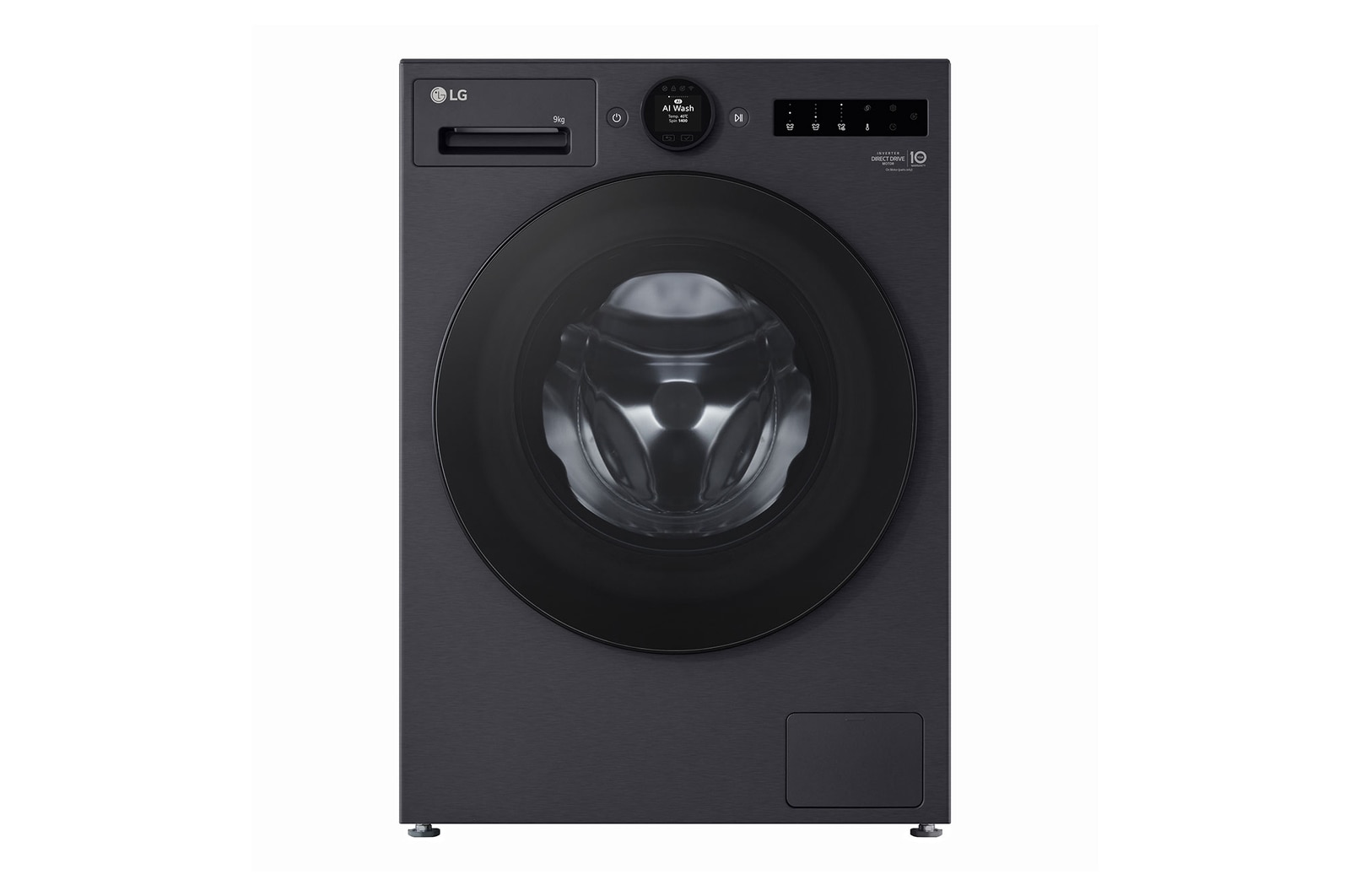 Vista frontal de Máquina de Lavar Roupa LG 9kg com AI DD e Classe Energética A-40% F4X7009TBB
