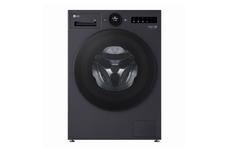 Vista frontal de Máquina de Lavar Roupa LG 9kg com AI DD e Classe Energética A-40% F4X7009TBB