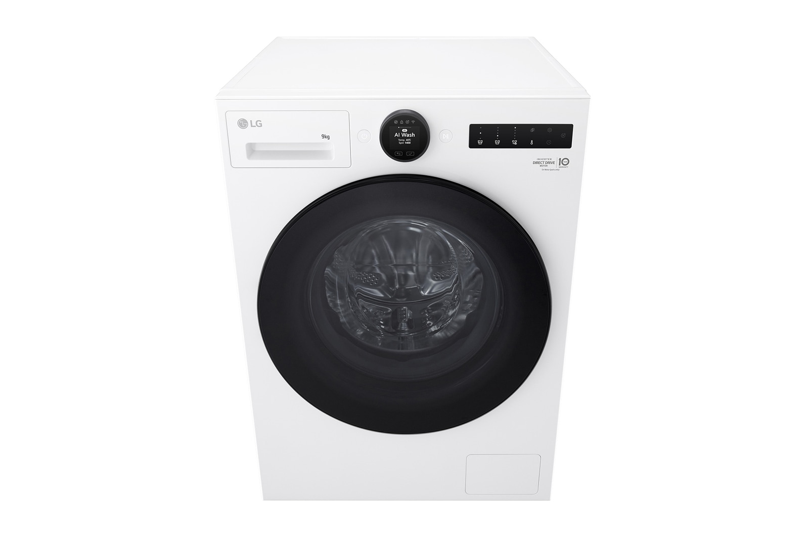 Imagem que mostra a máquina de lavar roupa numa sala de estar, com uma eficiência energética A e consumo 30% inferior