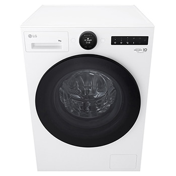 Imagem que mostra a máquina de lavar roupa numa sala de estar, com uma eficiência energética A e consumo 30% inferior