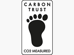 Apresenta a etiqueta de certificação da pegada de carbono obtida para o ar condicionado split da LG Electronics.