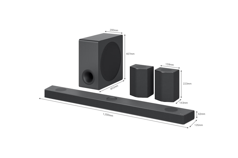 LG Barra de som LG S95QR, 810W, 9.1.5ch, Meridian, Dolby Atmos, DTS:X, Hi-Res Audio, HDMI eARC, ligação ótica, Bluetooth, USB, S95QR