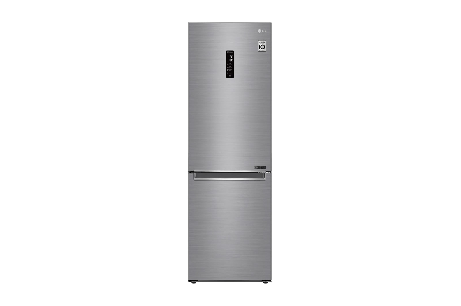 Vista frontal de Combinado LG GBB61PZFFN, 341 litros, eficiência energética D, 1,86 m, Door Cooling&#43;™, Wi-Fi, Shiny Steel GBB61PZFFN