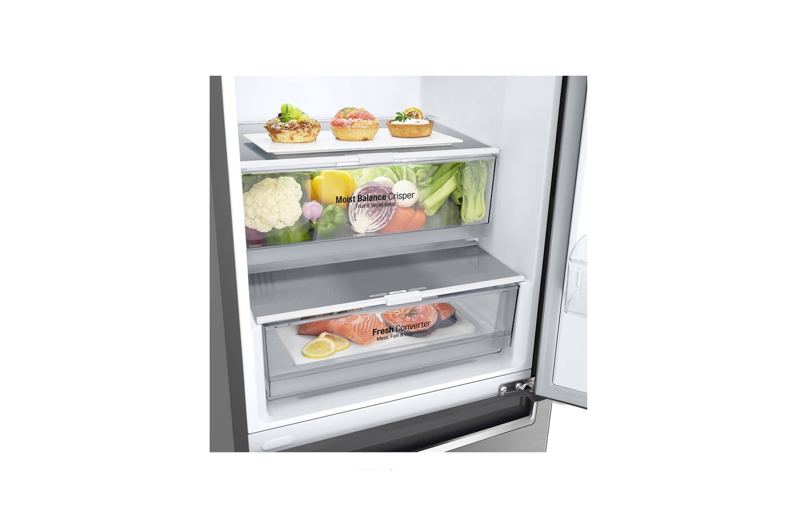 LG Combinado LG GBB61PZFFN, 341 litros, eficiência energética D, 1,86 m, Door Cooling+™, Wi-Fi, Shiny Steel, GBB61PZFFN