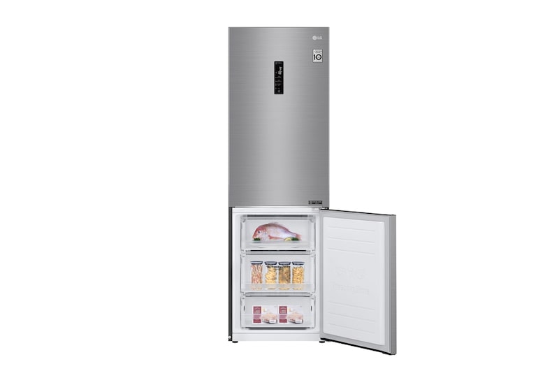 LG Combinado LG GBB61PZFFN, 341 litros, eficiência energética D, 1,86 m, Door Cooling+™, Wi-Fi, Shiny Steel, GBB61PZFFN
