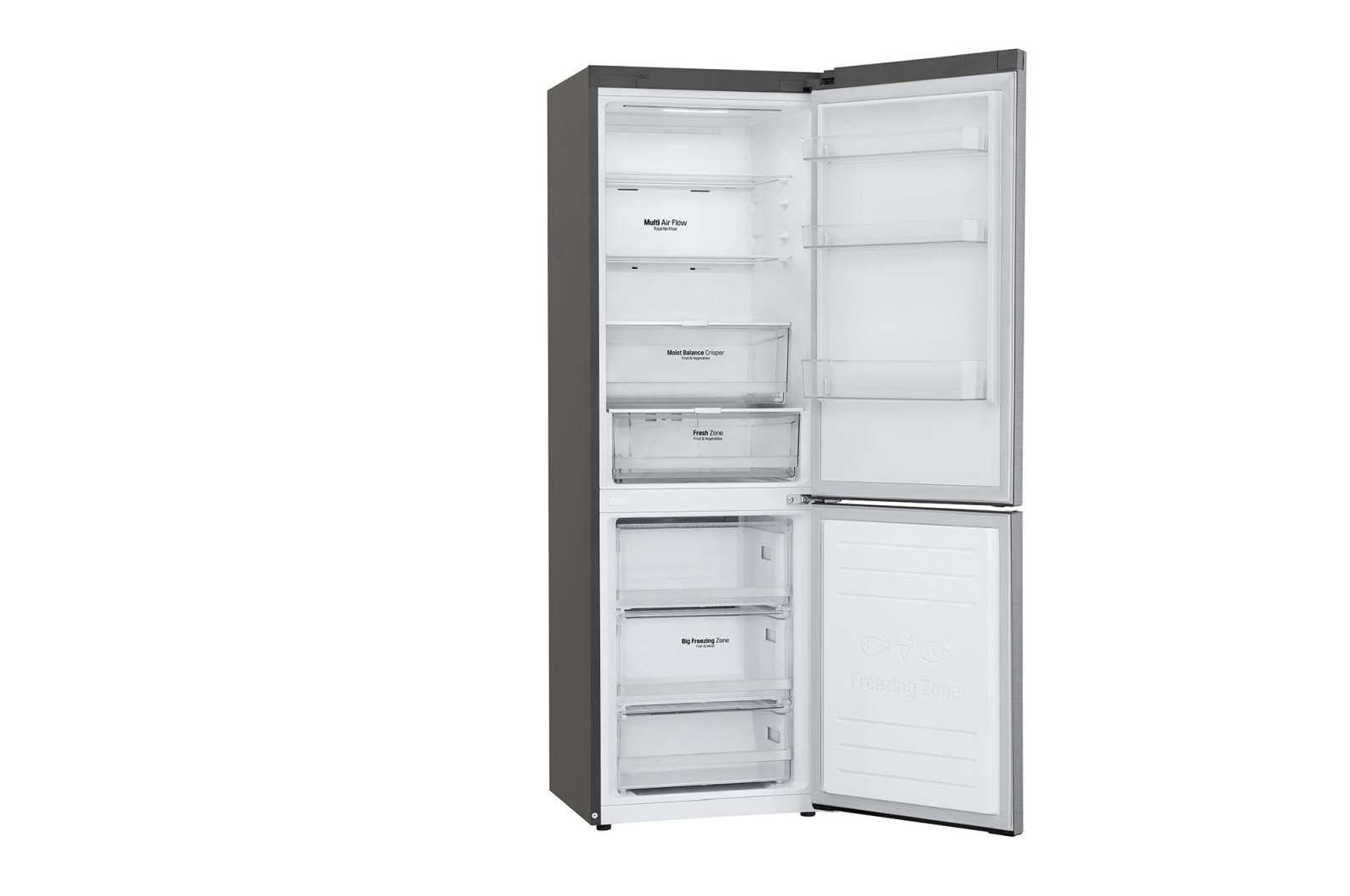 LG Combinado LG GBB61PZFFN, 341 litros, eficiência energética D, 1,86 m, Door Cooling+™, Wi-Fi, Shiny Steel, GBB61PZFFN