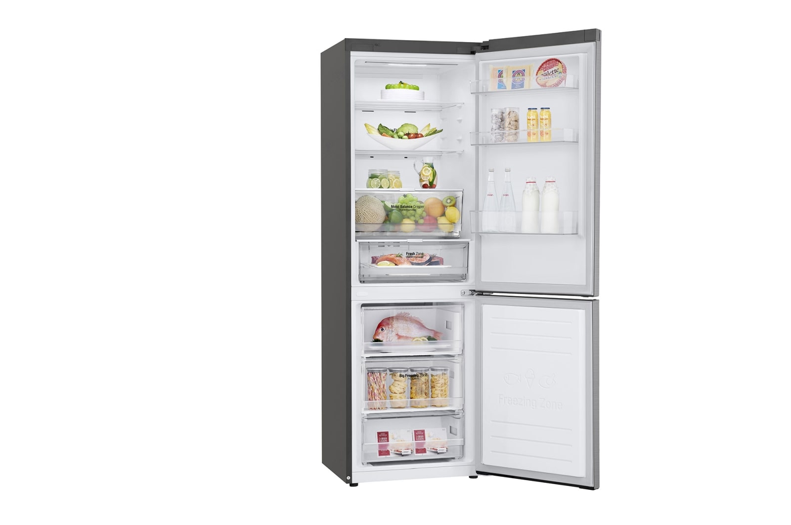 LG Combinado LG GBB61PZFFN, 341 litros, eficiência energética D, 1,86 m, Door Cooling+™, Wi-Fi, Shiny Steel, GBB61PZFFN