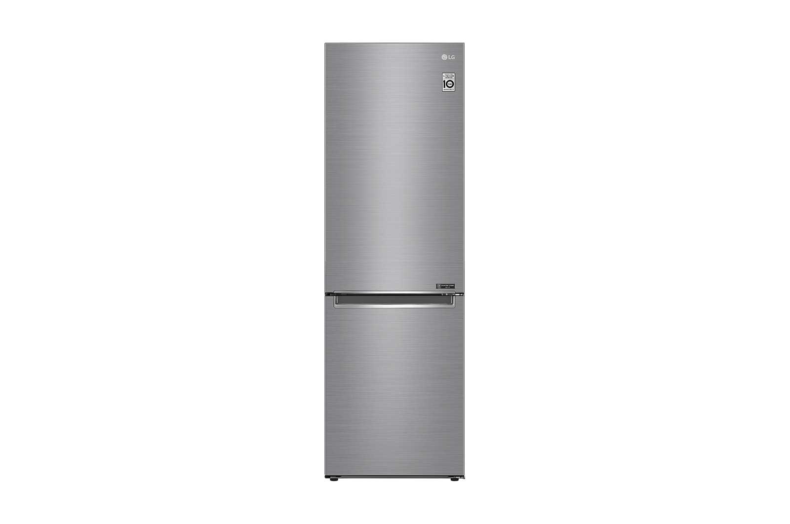 Vista frontal de Combinado LG GBB61PZGFN, 341 litros, eficiência energética D, 1,86 m, Door Cooling&#43;™, Shiny Steel GBB61PZGFN