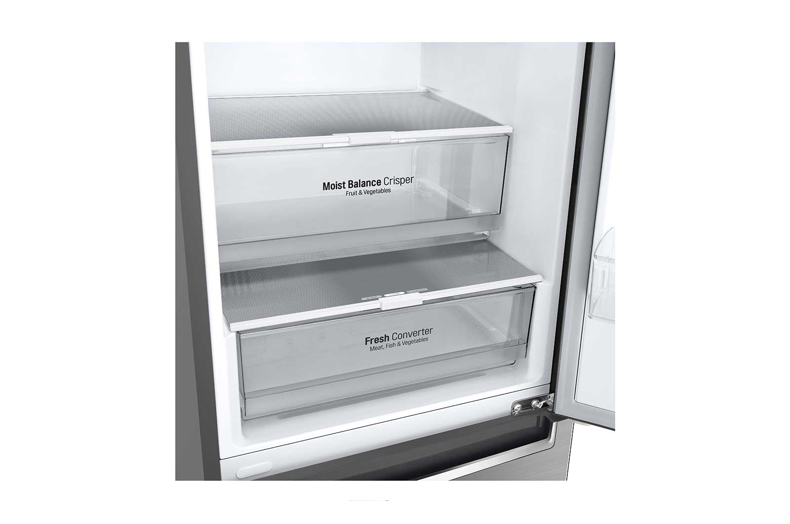 LG Combinado LG GBB61PZGFN, 341 litros, eficiência energética D, 1,86 m, Door Cooling+™, Shiny Steel, GBB61PZGFN