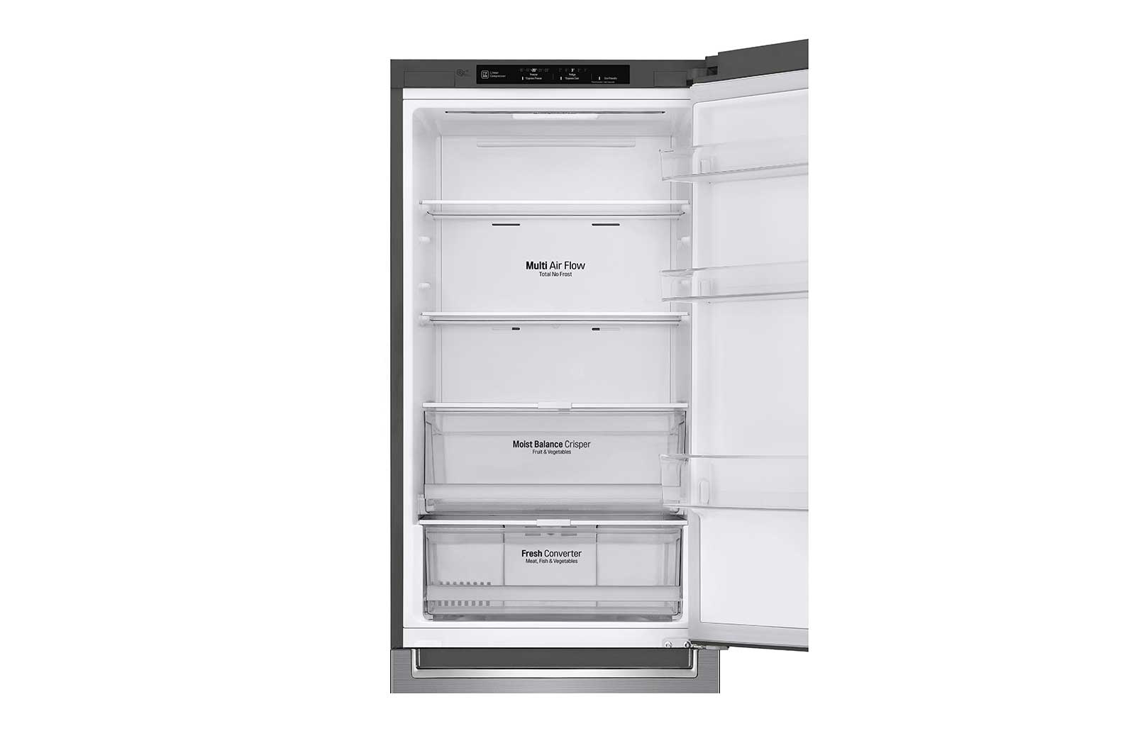 LG Combinado LG GBB61PZGFN, 341 litros, eficiência energética D, 1,86 m, Door Cooling+™, Shiny Steel, GBB61PZGFN
