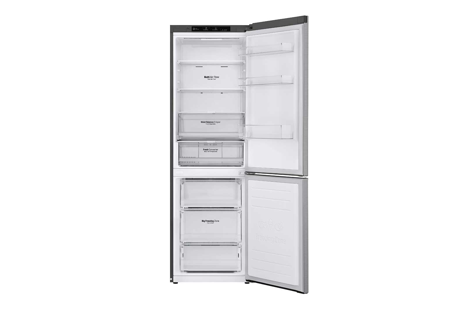 LG Combinado LG GBB61PZGFN, 341 litros, eficiência energética D, 1,86 m, Door Cooling+™, Shiny Steel, GBB61PZGFN