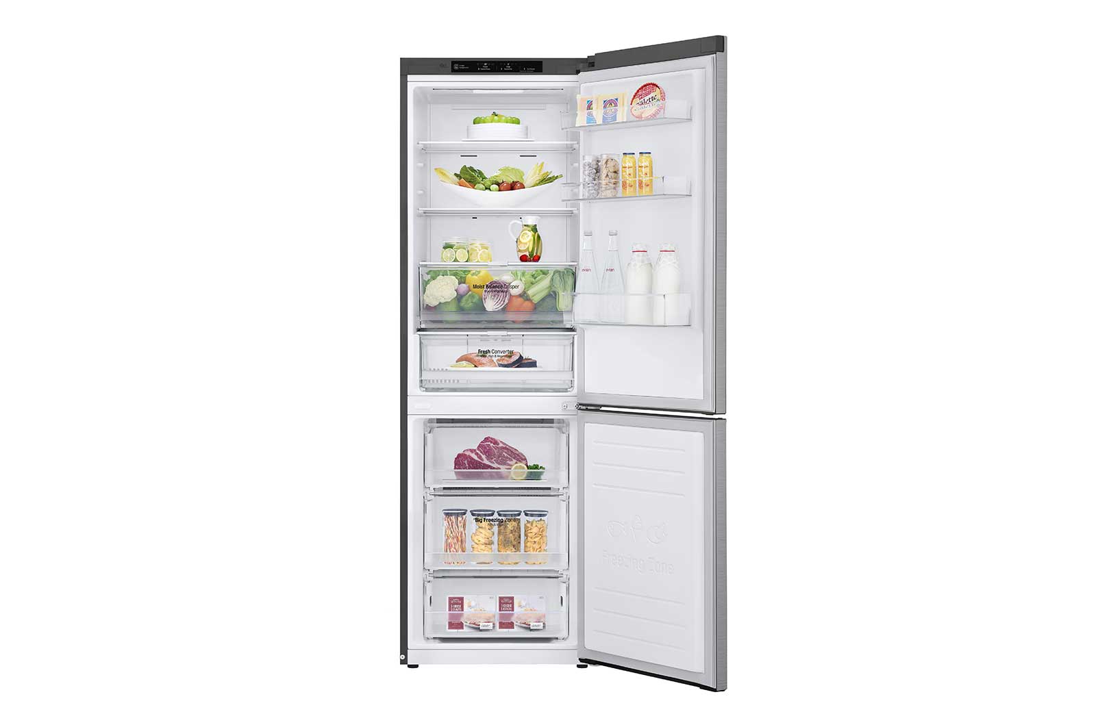LG Combinado LG GBB61PZGFN, 341 litros, eficiência energética D, 1,86 m, Door Cooling+™, Shiny Steel, GBB61PZGFN