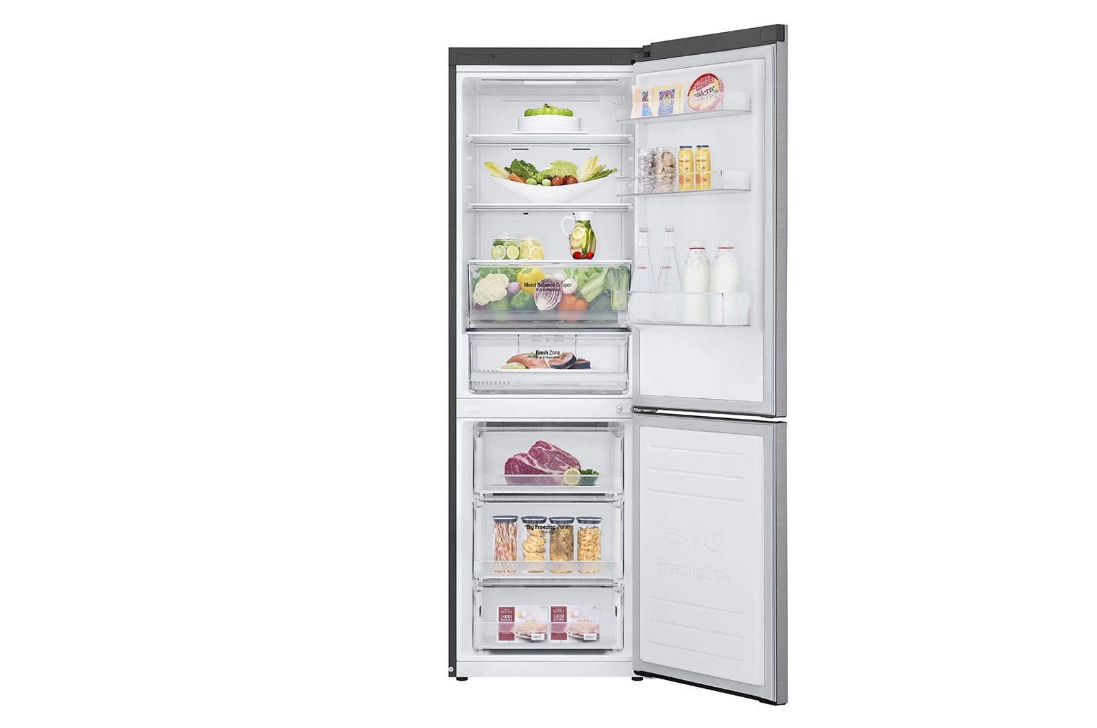 LG Combinado LG GBB61PZHMN, 341 litros, eficiência energética E, 1,86 m, Door Cooling+™, Wi-Fi, Shiny Steel, GBB61PZHMN