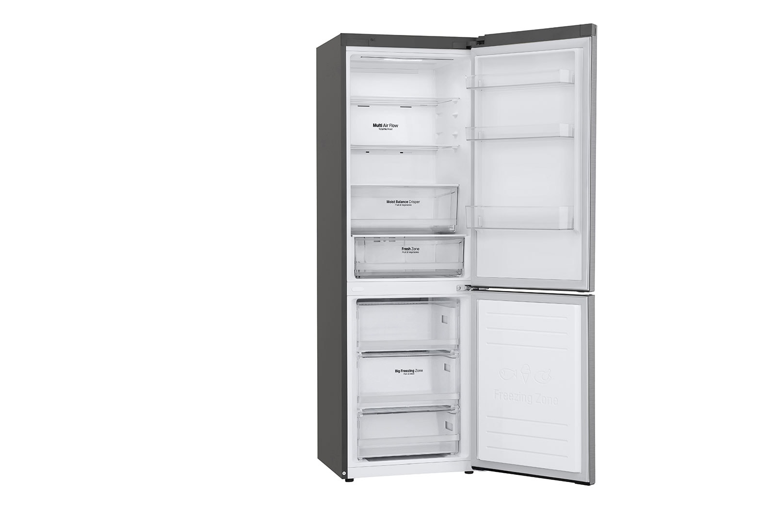 LG Combinado LG GBB61PZHMN, 341 litros, eficiência energética E, 1,86 m, Door Cooling+™, Wi-Fi, Shiny Steel, GBB61PZHMN