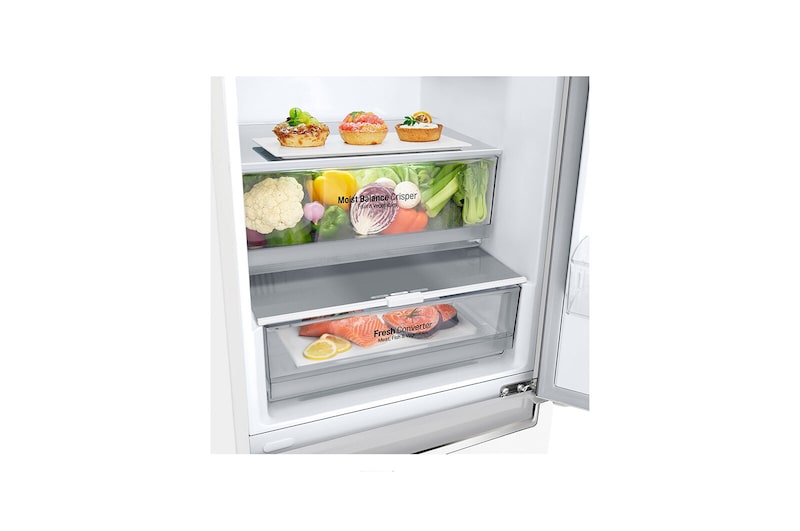 LG Combinado LG GBB61SWGCN, 341 litros, eficiência energética C, 1,86 m, Door Cooling+™, Super White, GBB61SWGCN