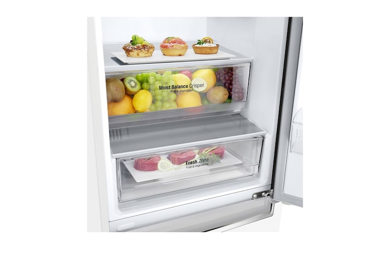 LG Combinado LG GBB61SWGFN, 341 litros, eficiência energética D, 1,86 m, Door Cooling+™, Super White, GBB61SWGFN