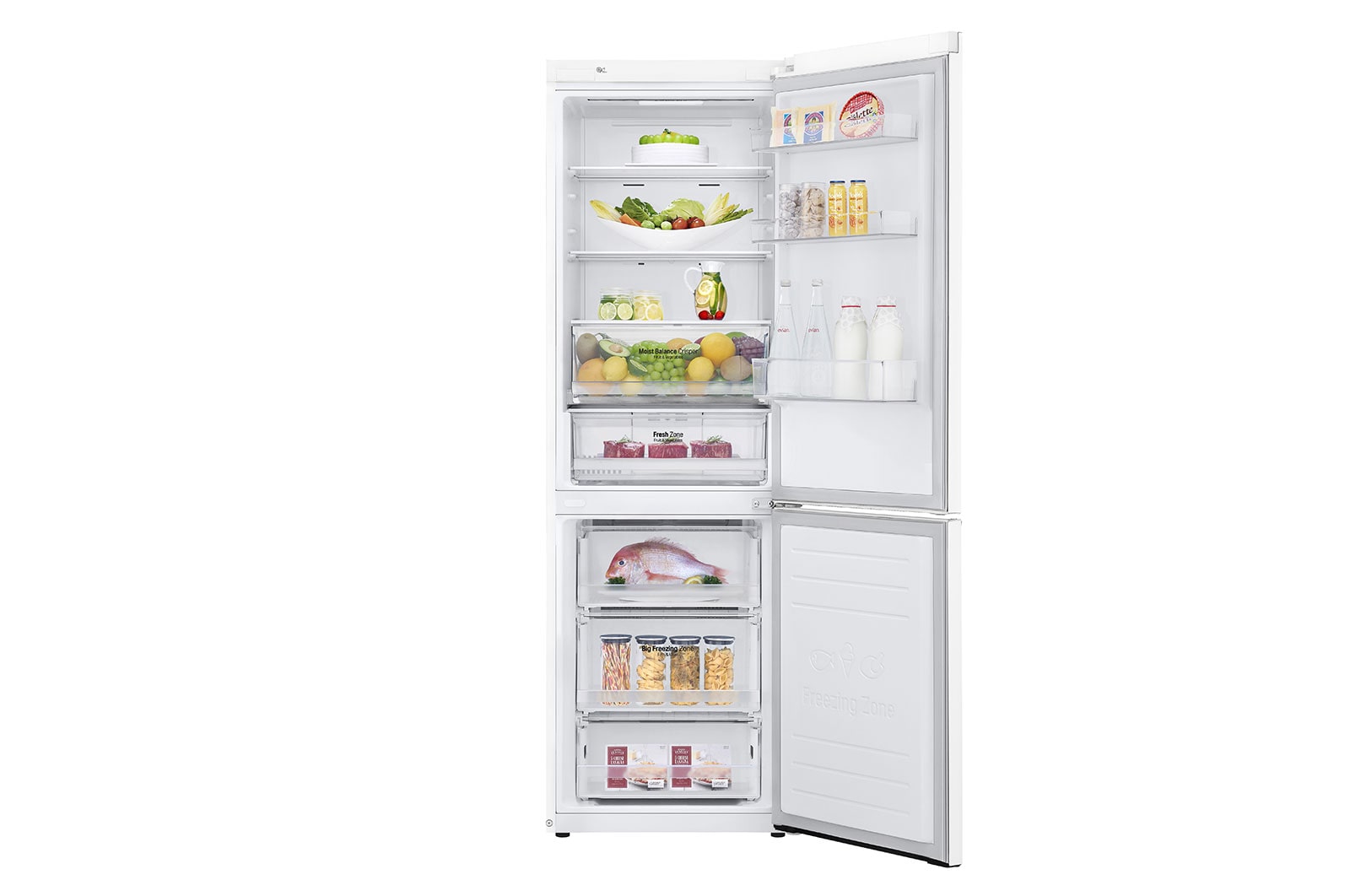 LG Combinado LG GBB61SWHMN, 341 litros, eficiência energética E, 1,86 m, Door Cooling+™, Wi-Fi, Super White, GBB61SWHMN
