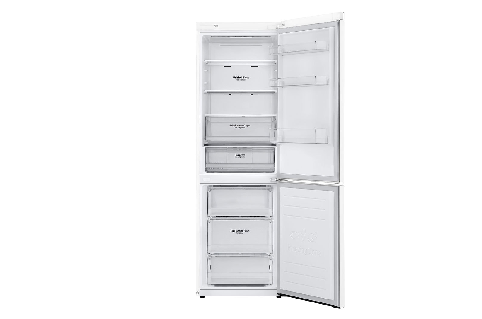 LG Combinado LG GBB61SWHMN, 341 litros, eficiência energética E, 1,86 m, Door Cooling+™, Wi-Fi, Super White, GBB61SWHMN