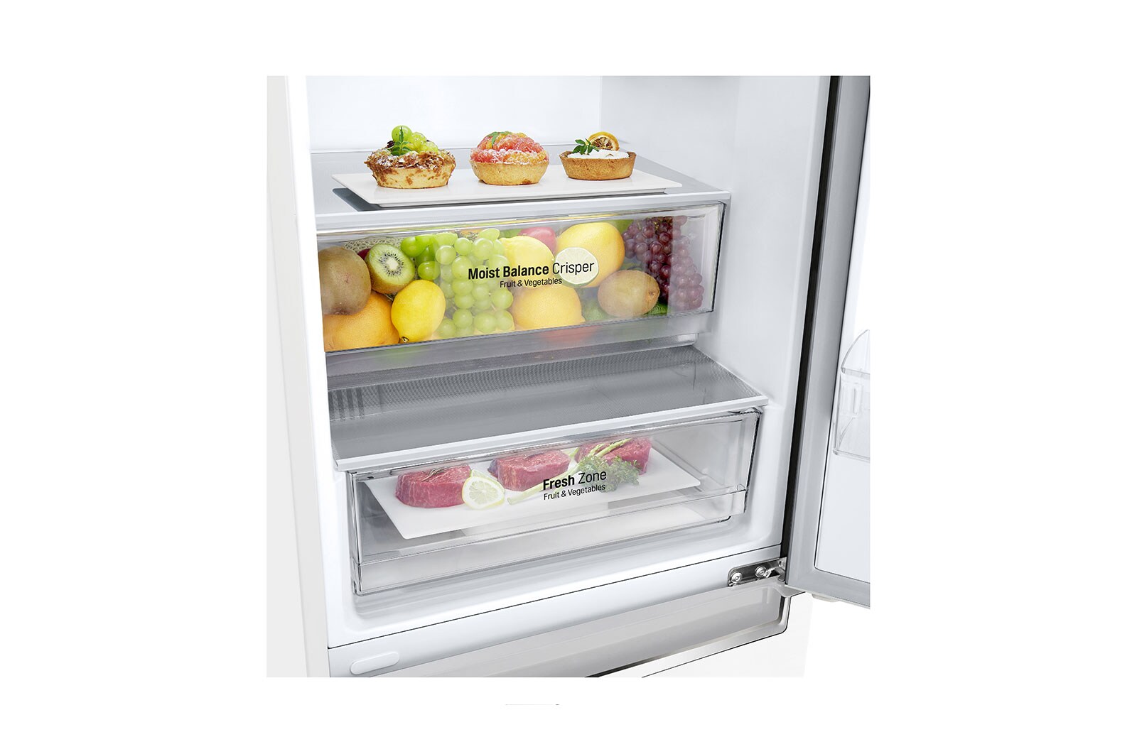 LG Combinado LG GBB61SWHMN, 341 litros, eficiência energética E, 1,86 m, Door Cooling+™, Wi-Fi, Super White, GBB61SWHMN