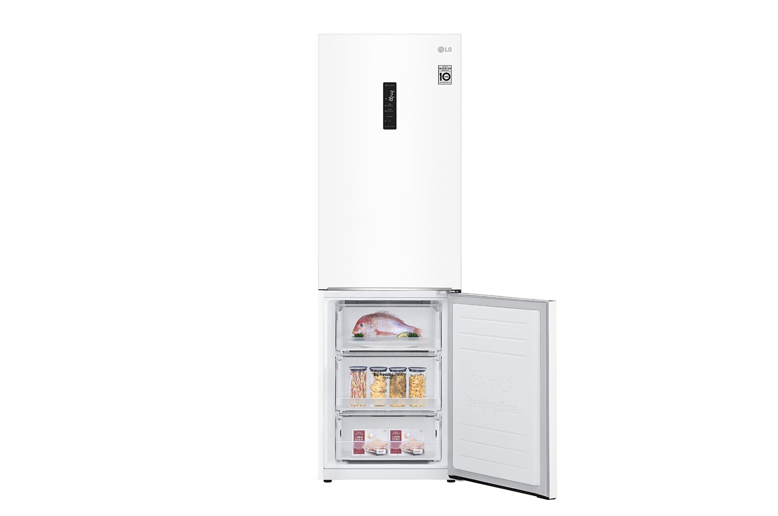 LG Combinado LG GBB61SWHMN, 341 litros, eficiência energética E, 1,86 m, Door Cooling+™, Wi-Fi, Super White, GBB61SWHMN