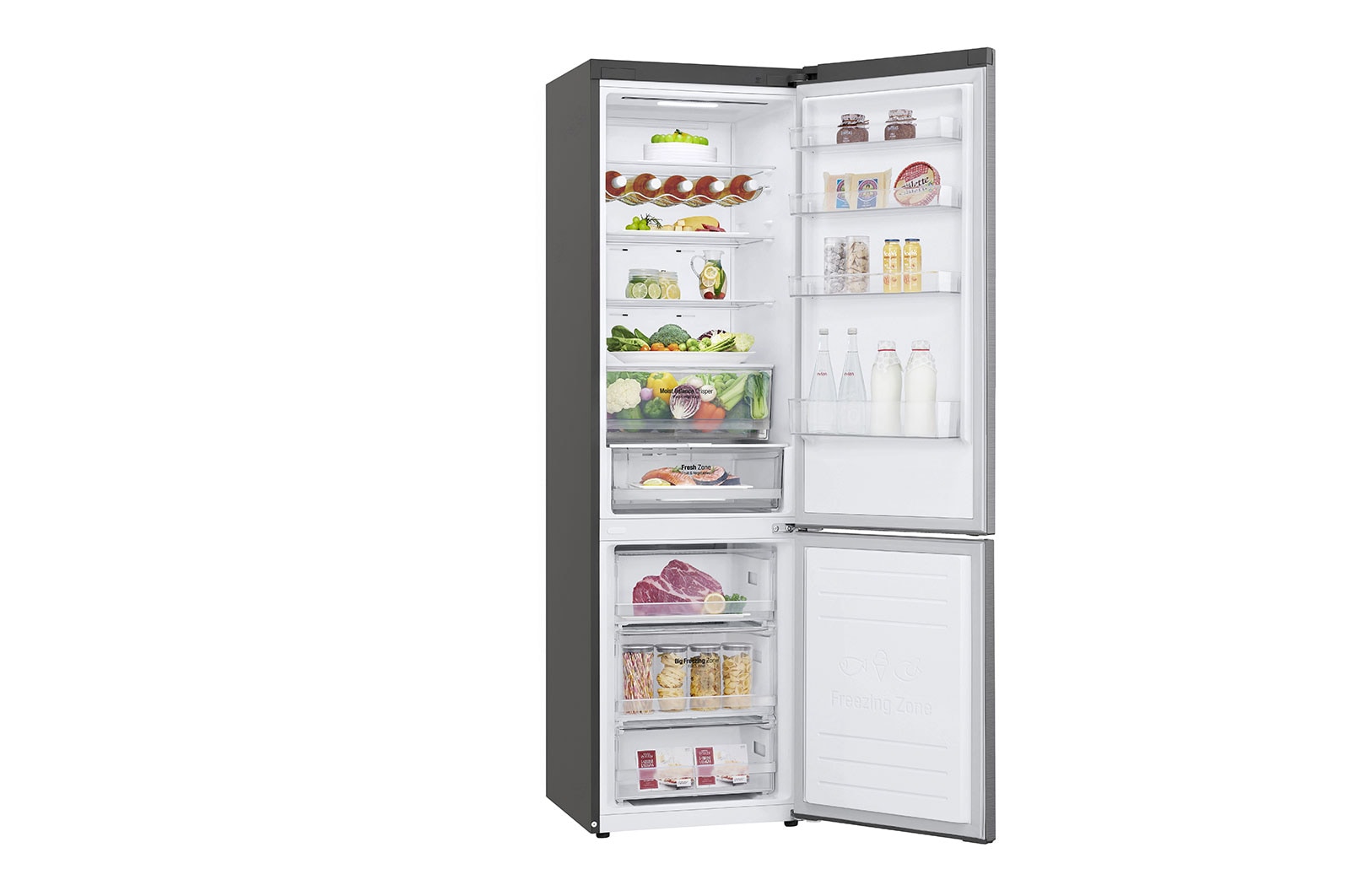 LG Frigorífico Combinado | 384 L | Etiqueta energética D | 2,03 m | DoorCooLing+™ | FRESHConverter™ | Wi-Fi, GBB62PZFGN