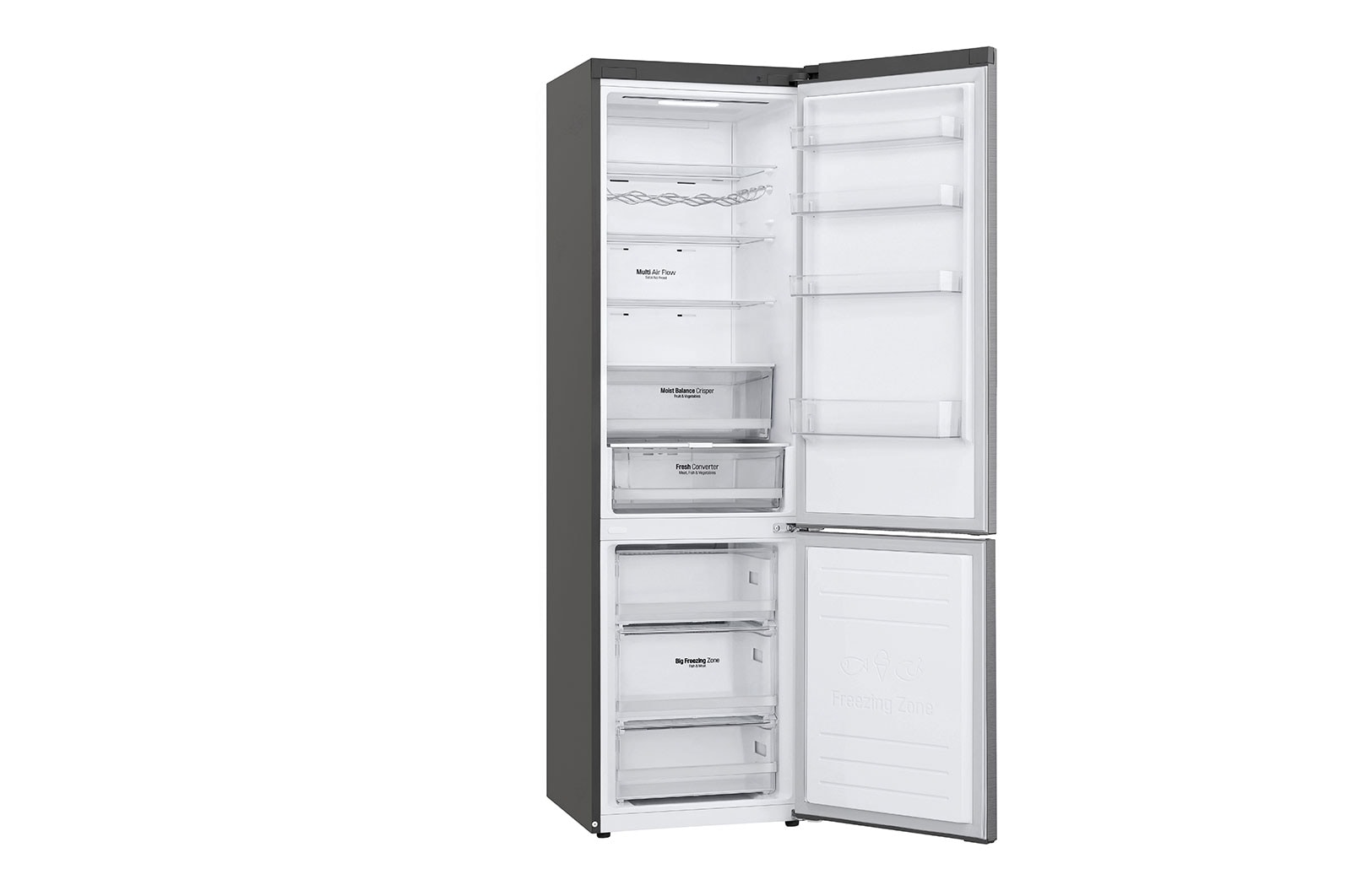 LG Frigorífico Combinado | 384 L | Etiqueta energética D | 2,03 m | DoorCooLing+™ | FRESHConverter™ | Wi-Fi, GBB62PZFGN