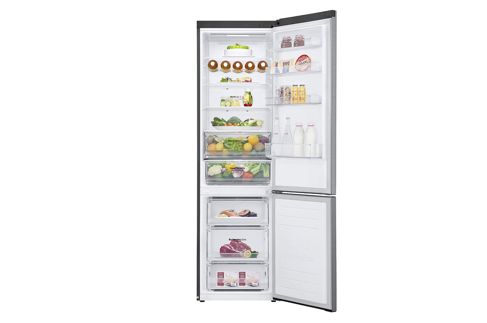 LG Frigorífico Combinado | 384 L | Etiqueta energética D | 2,03 m | DoorCooLing+™ | FRESHConverter™ | Wi-Fi, GBB62PZFGN