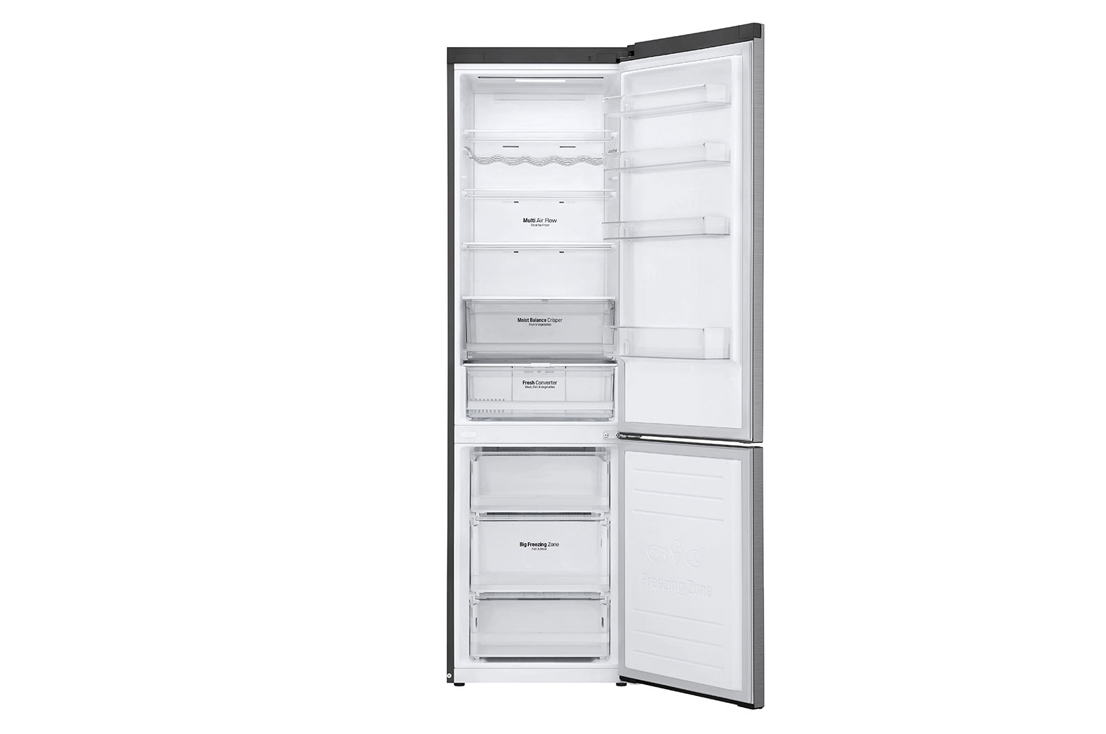 LG Frigorífico Combinado | 384 L | Etiqueta energética D | 2,03 m | DoorCooLing+™ | FRESHConverter™ | Wi-Fi, GBB62PZFGN