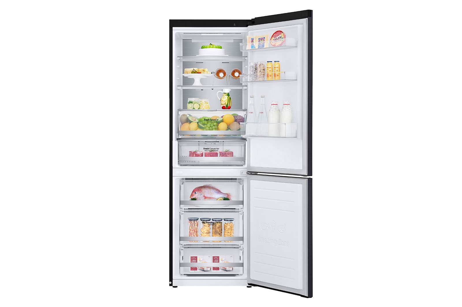 LG Frigorífico Combinado | 341 L | Etiqueta energética D | 1,86 m | DoorCooLing+™ | FRESHConverter™ | FRESHBaLancer™, GBB71MCVGN