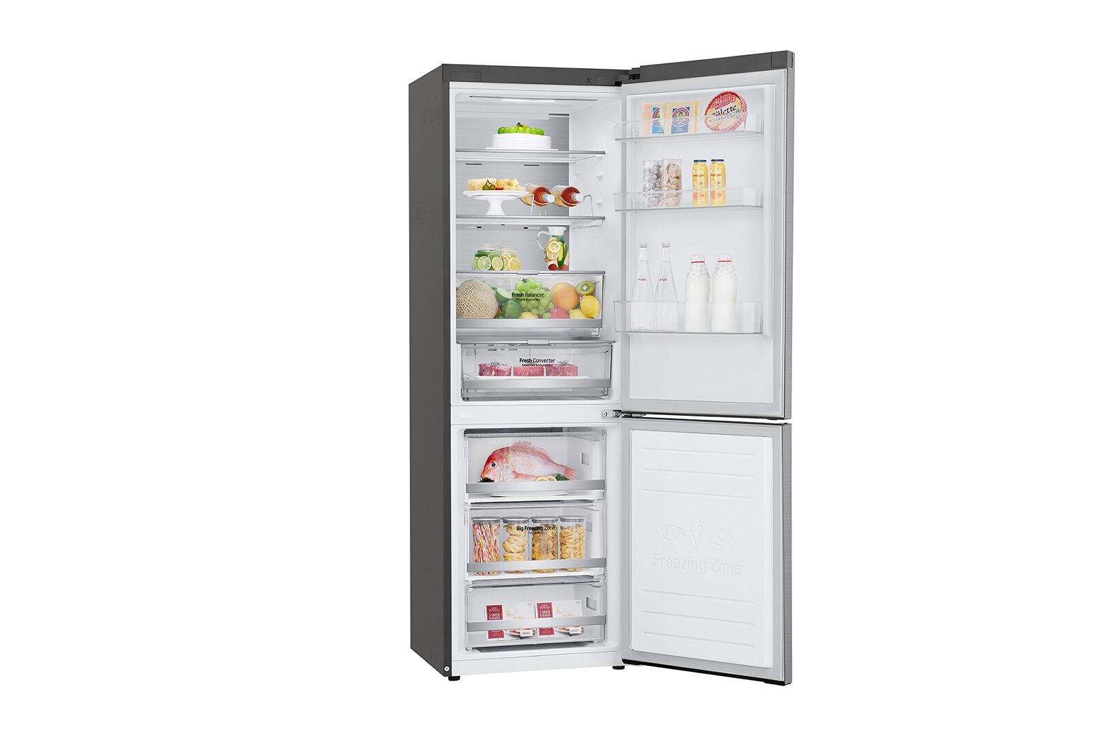 LG Frigorífico Combinado | 341 L | Etiqueta energética D | 1,86 m | DoorCooLing+™ | FRESHConverter™ | FRESHBaLancer™ | Wi-Fi, GBB71PZUGN