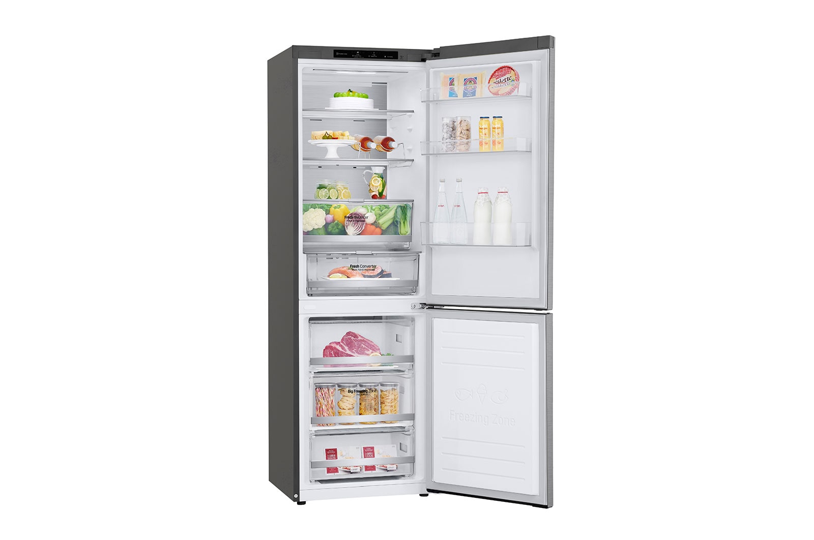 LG Combinado LG GBB71PZVFN, 341 litros, eficiência energética D, 1,86 m, Door Cooling+™, Shiny Steel, GBB71PZVFN