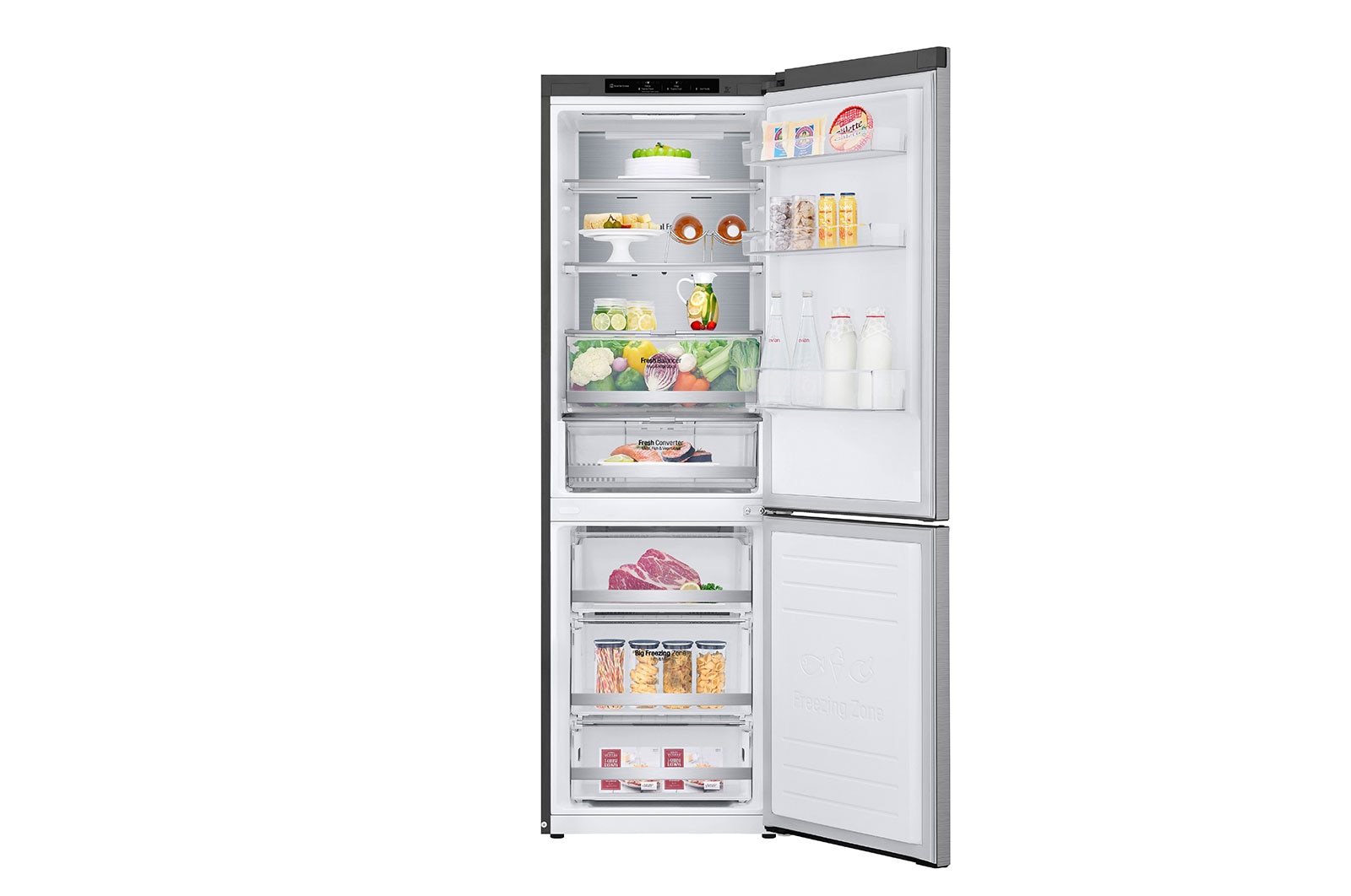 LG Combinado LG GBB71PZVFN, 341 litros, eficiência energética D, 1,86 m, Door Cooling+™, Shiny Steel, GBB71PZVFN