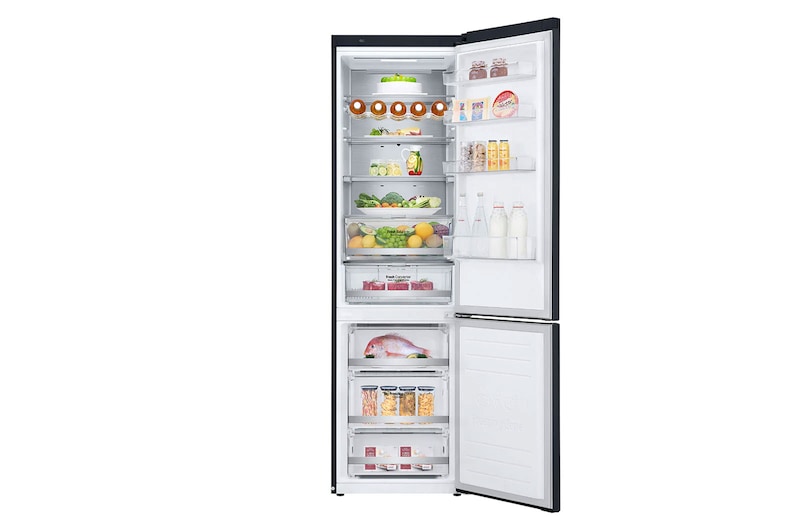 LG Combinado LG GBB72MCUFN, 384 litros, eficiência energética D, 2,03 m, Door Cooling+™, Wi-Fi, Matte Black, GBB72MCUFN
