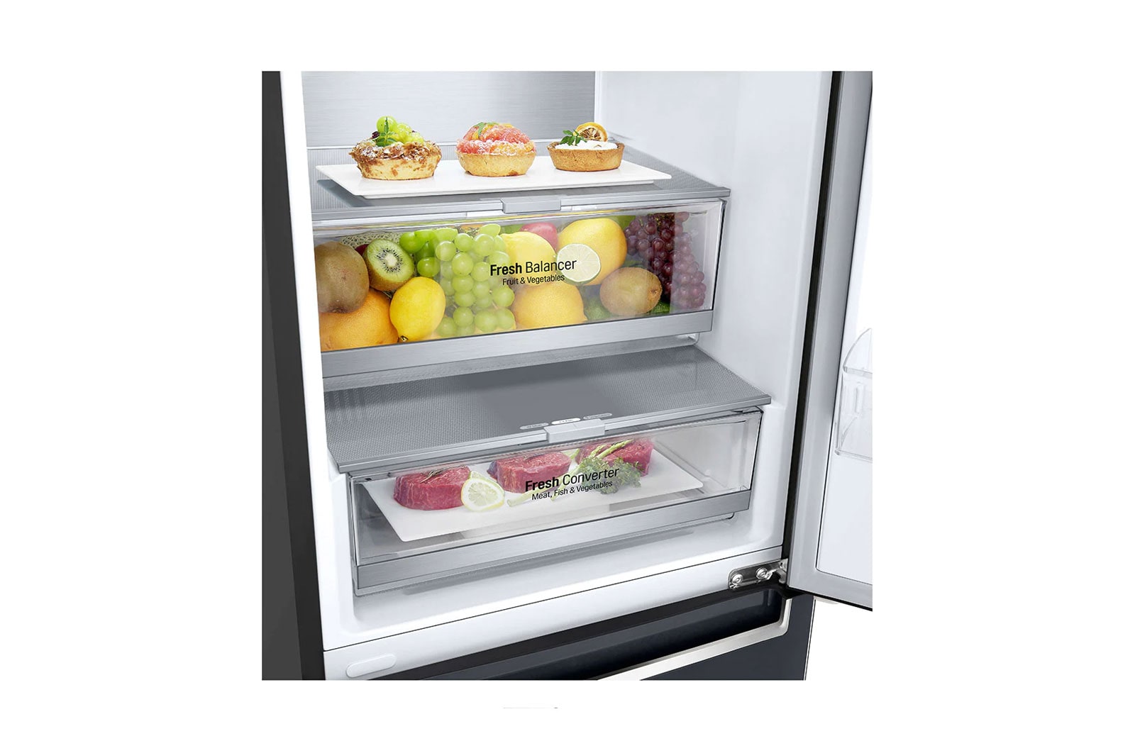 LG Combinado LG GBB72MCUFN, 384 litros, eficiência energética D, 2,03 m, Door Cooling+™, Wi-Fi, Matte Black, GBB72MCUFN