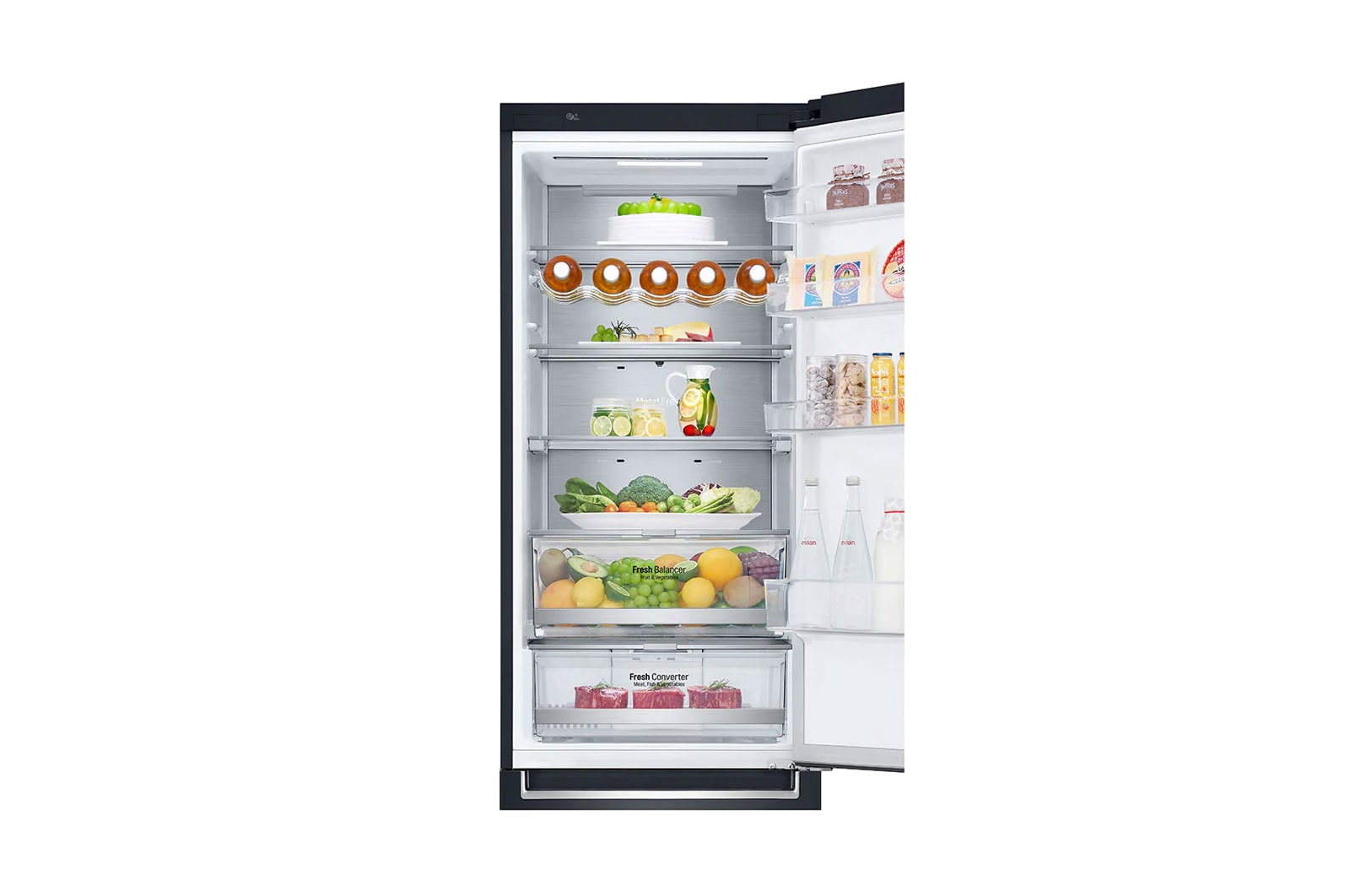 LG Combinado LG GBB72MCUFN, 384 litros, eficiência energética D, 2,03 m, Door Cooling+™, Wi-Fi, Matte Black, GBB72MCUFN