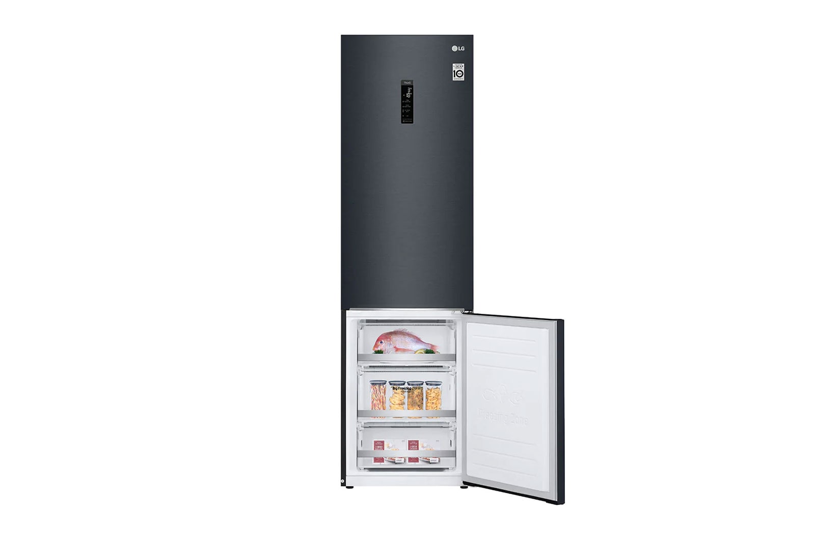 LG Combinado LG GBB72MCUFN, 384 litros, eficiência energética D, 2,03 m, Door Cooling+™, Wi-Fi, Matte Black, GBB72MCUFN