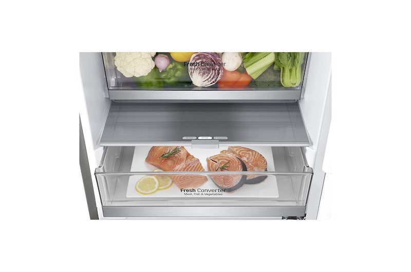 LG Combinado LG GBB72NSUCN1, 384 litros, eficiência energética C, 2,03 m, Door Cooling+™, Wi-Fi, Brushed Steel, GBB72NSUCN1