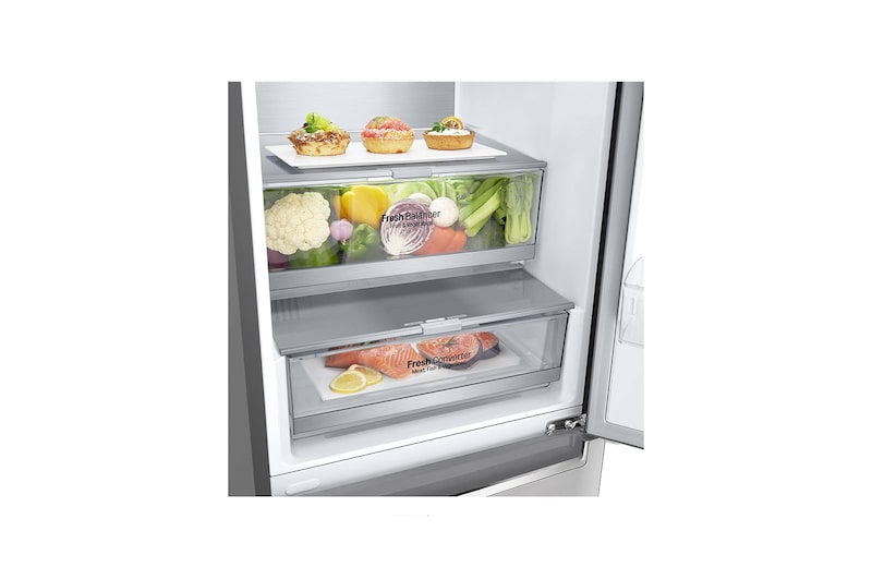 LG Combinado LG GBB72NSUCN, 384 litros, eficiência energética C, 2,03 m, Door Cooling+™, Wi-Fi, Noble Steel, GBB72NSUCN