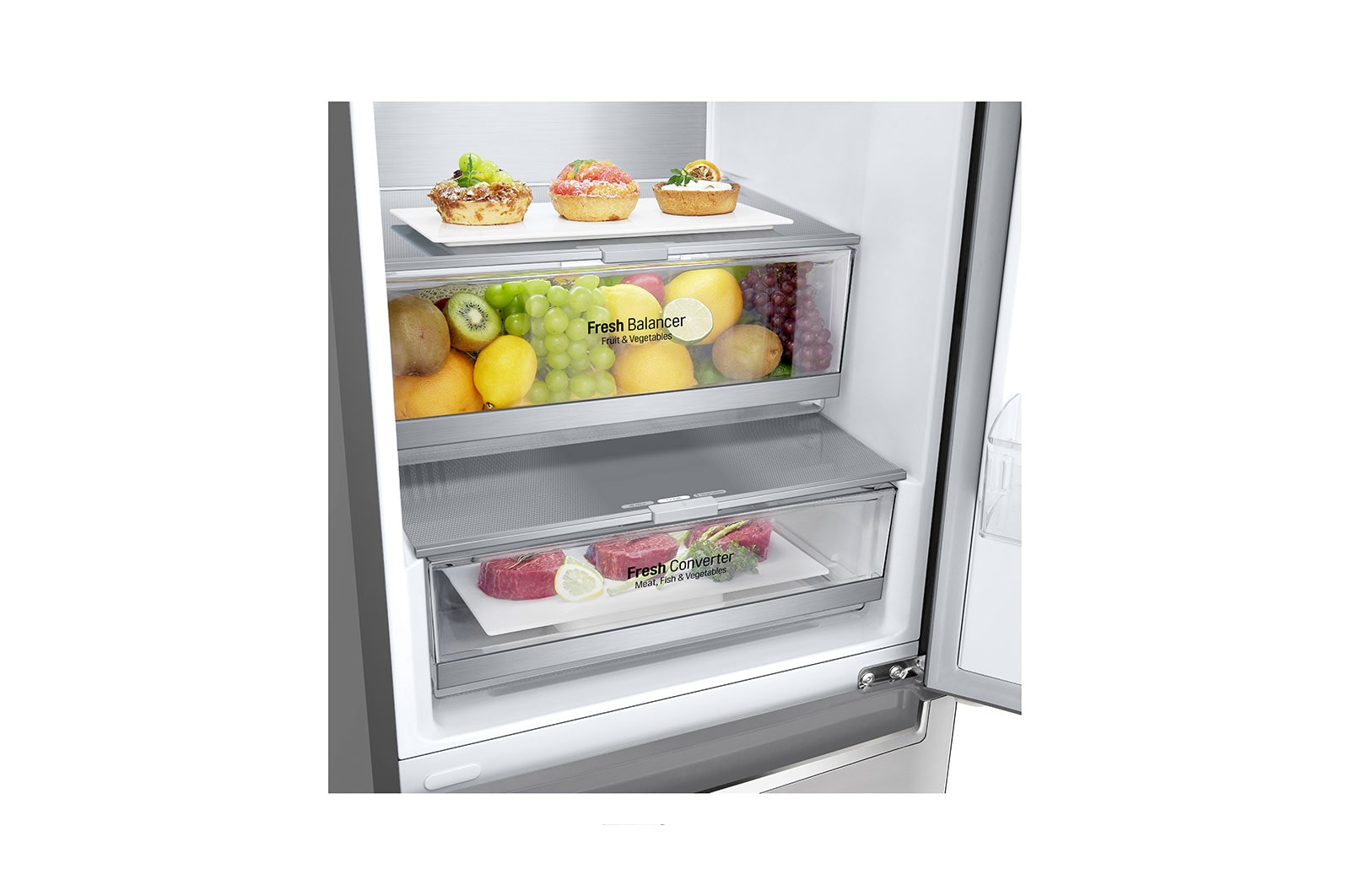 LG Combinado LG GBB72NSUFN, 384 litros, eficiência energética D, 2,03 m, Door Cooling+™, Wi-Fi, Noble Steel, GBB72NSUFN