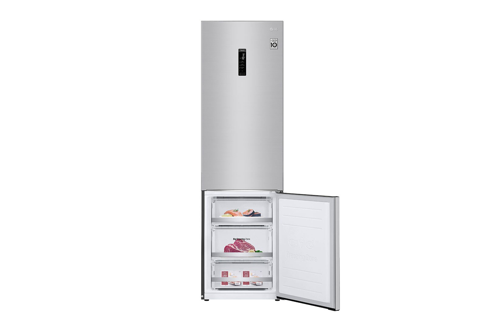 LG Combinado LG GBB72NSUFN, 384 litros, eficiência energética D, 2,03 m, Door Cooling+™, Wi-Fi, Noble Steel, GBB72NSUFN
