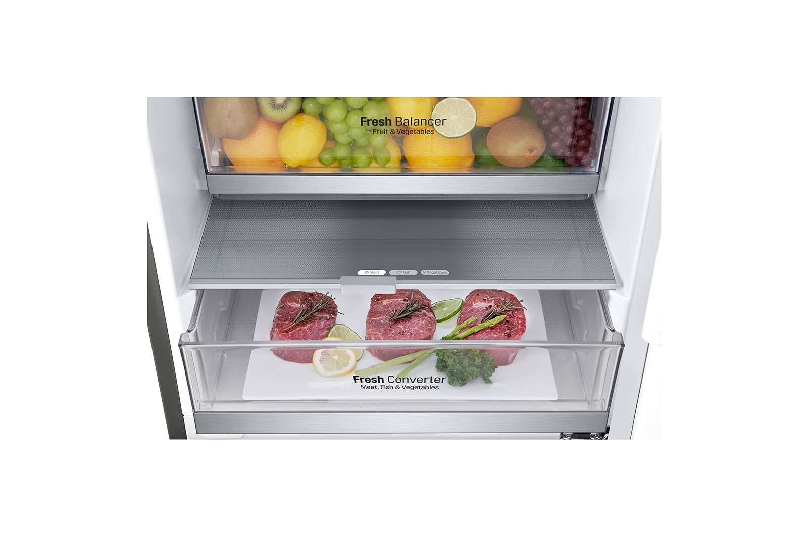 LG Frigorífico Combinado | 384 L | Etiqueta energética C | 2,03 m | DoorCooLing+™ | FRESHConverter™ | FRESHBaLancer™, GBB72PZVCN1