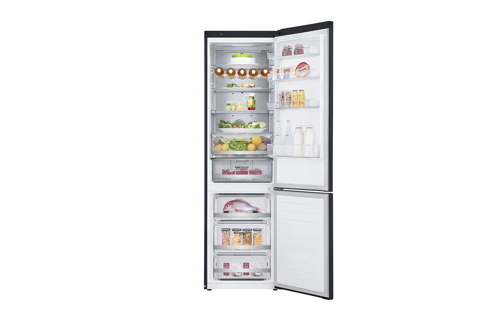 LG Combinado LG GBB92MCACP, 384 litros, eficiência energética C, 2,03 m, Door Cooling+™, Wi-Fi, Matte Black, GBB92MCACP