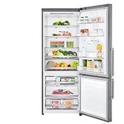 LG Frigorífico Combinado LG prata 461l com eficiência energética E, dispensador de água sem canalização e DoorCooling+™  , GBF567PZCMB