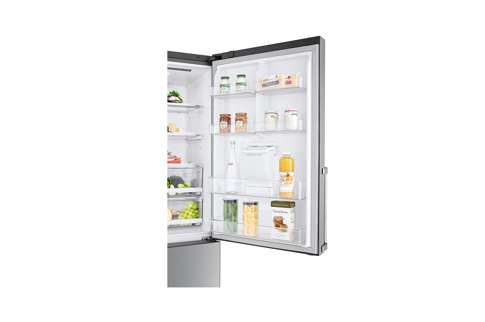 LG Frigorífico Combinado LG prata 461l com eficiência energética E, dispensador de água sem canalização e DoorCooling+™  , GBF567PZCMB