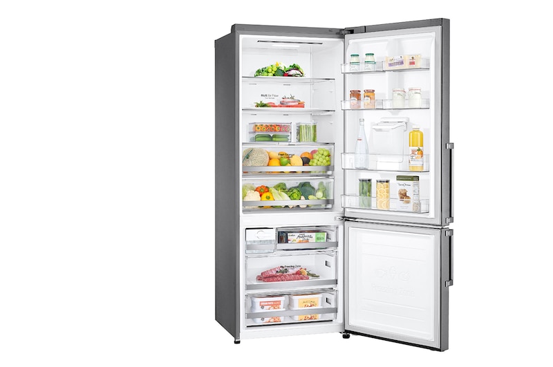 LG Frigorífico Combinado LG prata 461l com eficiência energética E, dispensador de água sem canalização e DoorCooling+™  , GBF567PZCMB