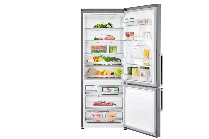 LG Frigorífico Combinado LG prata 461l com eficiência energética E, dispensador de água sem canalização e DoorCooling+™  , GBF567PZCMB