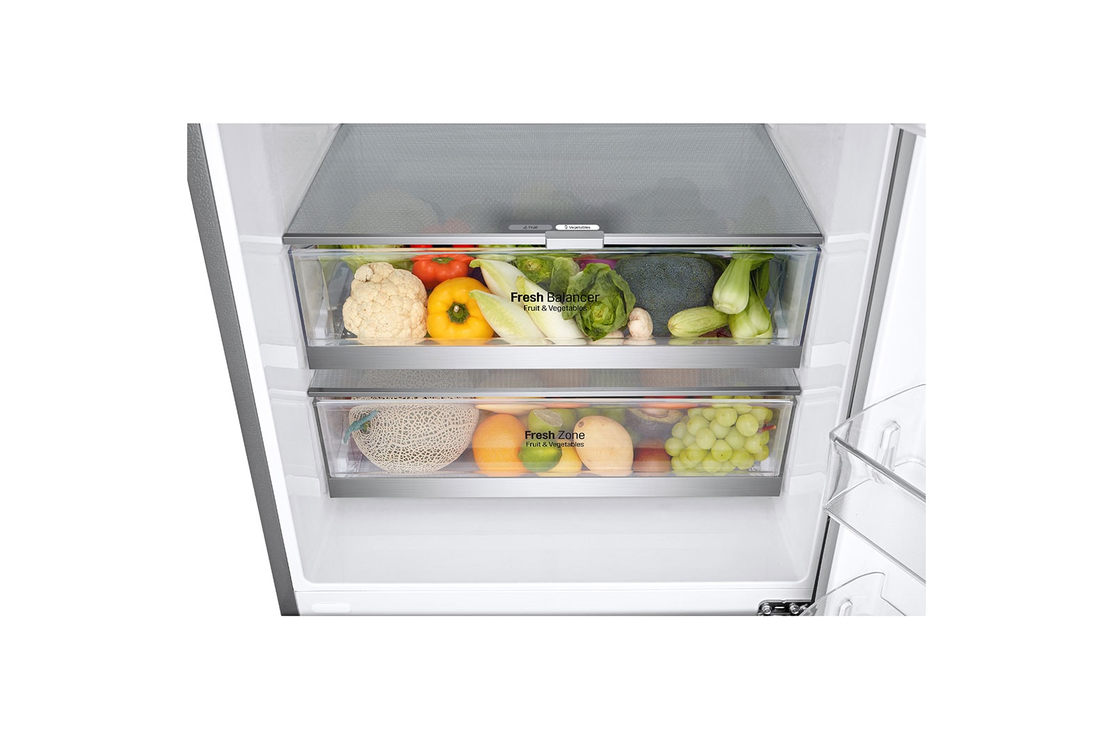 LG Frigorífico Combinado LG prata 461l com eficiência energética E, dispensador de água sem canalização e DoorCooling+™  , GBF567PZCMB